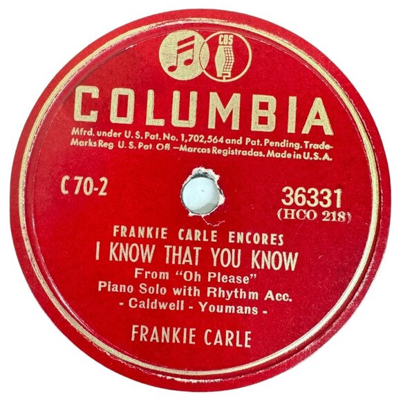 Frankie Carle Somebody Loves Me / I Know That You Know 36331 Columbia 78rpm 10" - Picture 4 of 4